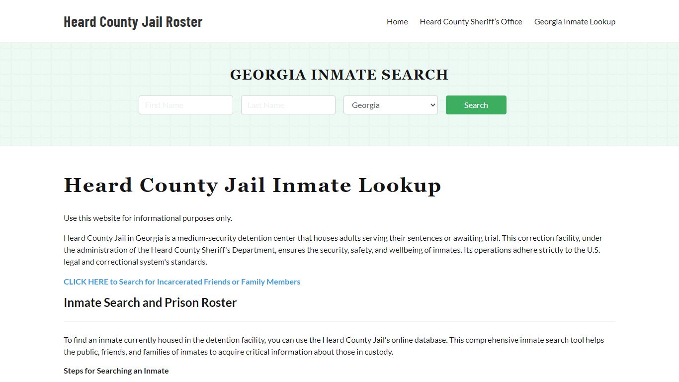 Heard County Jail Roster Lookup, GA, Inmate Search