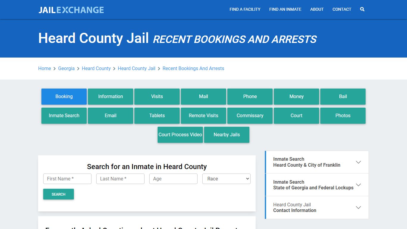 Heard County Jail Recent Bookings And Arrests - Jail Exchange